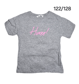 Kindershirt grau Hurra pink