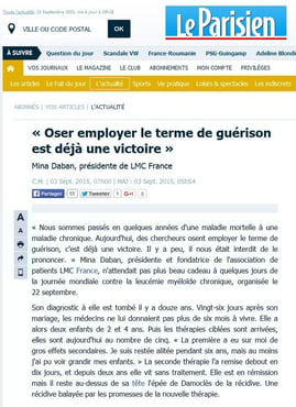 LMC France Le Parisien presse leucémie myeloide chronique guerison traitement 
