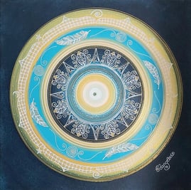 Seelenmandala in den Blau-Gold-Tönen, www.passion-of-nature.ch