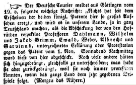 Freiburger Zeitung vom 26.11.1837