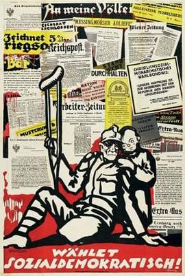 Die Ausstellung "An meine Völker" widmet sich dem 100.Jahrestag des Ausbruches des ersten Weltkrieges. Sie zeigt Dokumente und Literatur von 1914-1918 und der Vorgeschichte.