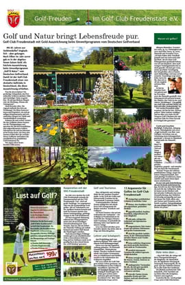 Konzeption und Text für ganzseitige PR-Anzeige für den Golf-Club Freudenstadt 2013