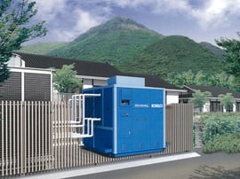 湯布院の旅館に設置されるマイクロバイナリー発電システムの設置イメージ