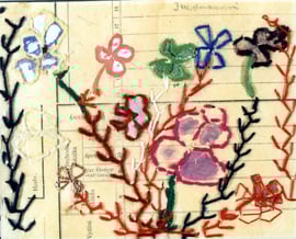 お母さんたちからの毛糸で描いた花