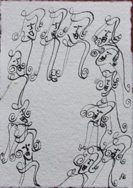 Ringelreigen, Tusche auf Papier, 11x15,5cm, 20€