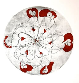 Herzdamen, kolorierter Druck, 150 €