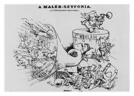 Caricatura del estreno de Titán en Budapest (1889)