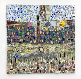 Tracce nella terra, 2020, mosaico in vetro e pietre naturali