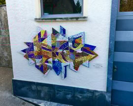 Natura e splendore, 2016, mosaico in vetri e marmi, 235 x 140 cm. Casa privata, Arosio - CH