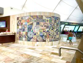 La sorgente delle gioie, 2023, 500 x 205 cm. Splash & Spa Tamaro, Monteceneri, CH