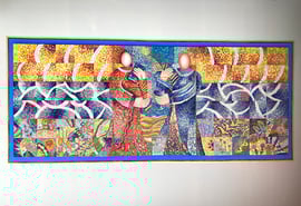 Santi Cosma e Damiano, 2022, mosaico in vetri pregiati, ori e pietre naturali, 342 x 142 cm. IBSA, Noranco - CH 