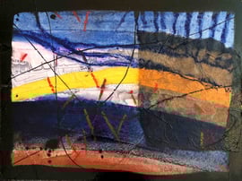 Situation:Donau II, #3, 2020, Mischtechnik mit Collage auf Dibond, 30x40 cm