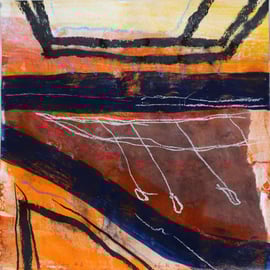 "Erkundungen", #6, 2019, Mischtechnik mit Collahe auf Papier, 40x40 cm