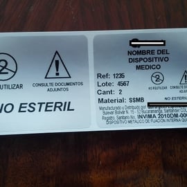 Etiqueta TMV5060 de 50x60 mm, marcada en sistema SIZ208.