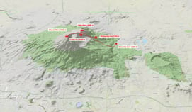 Karte Trekking Mount Meru Tansania