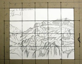 Raster auf Reiseskizze 