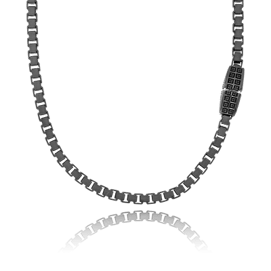 Venezianer Collier in geschwärzten Silber, aus der Matrix Männerschmuck Kollektion der Goldschmiede OBSESSION in Zürich und Wetzikon