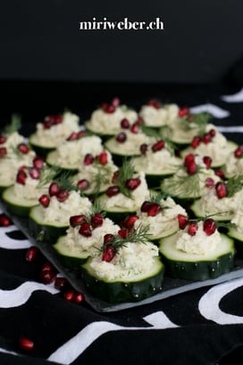 Schweizer Foodblog, Gurken mit Cashewnuts - Granatapfeltopping, Apero Rezept
