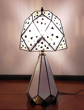 大須賀昭彦、和子　ステンドグラス　46oval　白黒　kiln (h550mm)