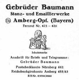 Schriftkopf der Firma um 1940 (ein Firmenpapier-Blatt lag in einem Katalog):