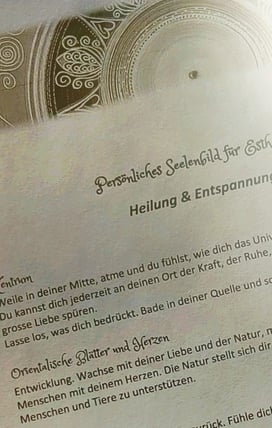 Schriftrolle persönliche Botschaft von Seelenmandala, www.passion-of-nature.ch