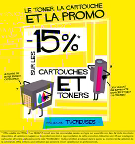 PROMO - 15% sur les cartouches et toners jusqu'au 28 juin 2017 ! Par ici : http://www.ldlc.com/assistant-consommables/c11/#523d712af1ceb