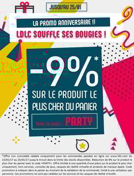 PROMO - 9% sur le produit de votre choix ! Jusqu'à mercredi, avec le code PARTY ! Par ici : http://www.ldlc.com/n4048/#523d712af1ceb