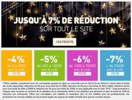 Jusqu'à 7 % de réduc sur votre panier ! Tout le week-end, avec le code FETE !