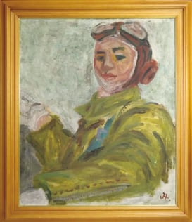 【図版1】 オークションに登場した、中谷ミユキ 「勝利の少年兵展」出品作（油彩）1944 年