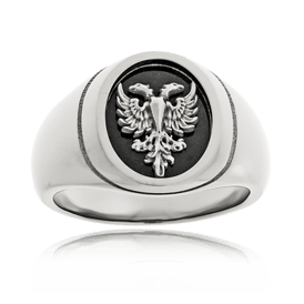 Traditioneller Wappenring in Weissgold, angefertigt auf Kundenwunsch von der Goldschmiede OBSESSION