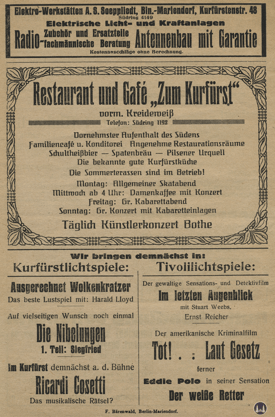 Das Tempelhofer Tivoli an der Friedrich - Karl - Straße. Kinoprogramm Seite 8.