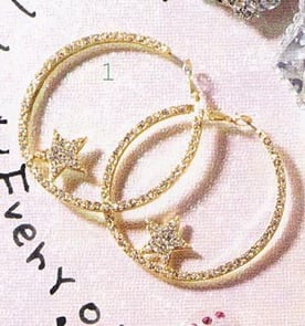 ストーン入りスター　フープピアス