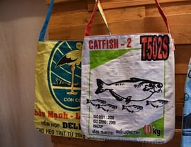 フラミンゴと魚のトートバッグ