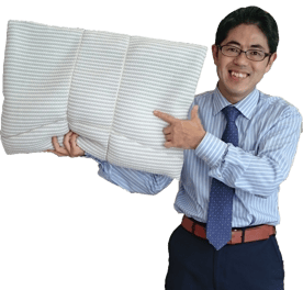 オーダーメイド枕とマットレスのSLEEP CUBE WATAYA　店長の遠山です。