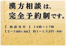 なりた安心堂薬局　漢方相談　受付時間　費用の目安