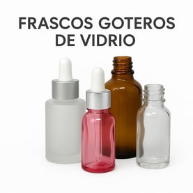 Frascos de vidrio y goteros de vidrio