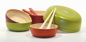 plats ronds en bambou / gamme transparence Caneco