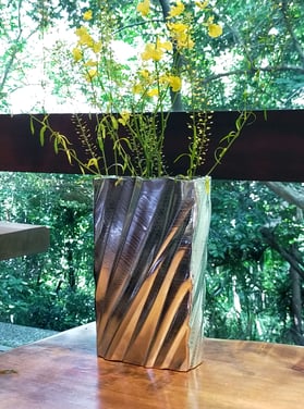 銀錫鎚目花器　関根正文　山の上ギャラリー