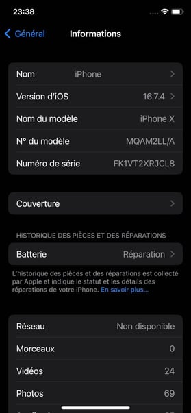 Numéro de modèle iPhone