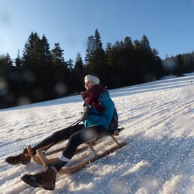 Rodeln, Schlitten fahren, Tourenabfahrt, Arber, Bodenmais, Bayerischer Wald