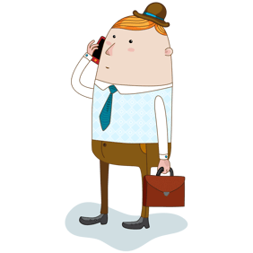 カバンを持ちスマホで電話をする不動産鑑定士のイラストイメージ