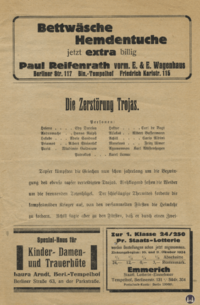 Das Tempelhofer Tivoli an der Friedrich - Karl - Straße. Kinoprogramm Seite 3.