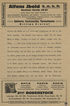 Das Tempelhofer Tivoli an der Friedrich - Karl - Straße. Kinoprogramm Seite 5.
