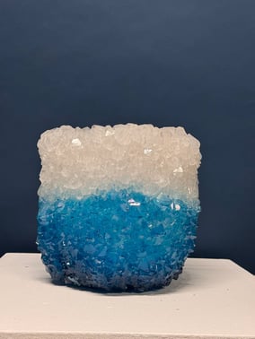 SOLD. Medium Vase Ombre Turquoise Height 26 cm Diameter 26 cm Weight 12 kg