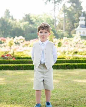 Bermuda cérémonie garçon coton beige Fil de Legende. Magasin vêtements cérémonie enfants Paris, Neuilly-sur-Seine. 