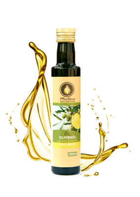 Oliven‑Zitronenöl extra vergine kaltgepresst in Glasflasche