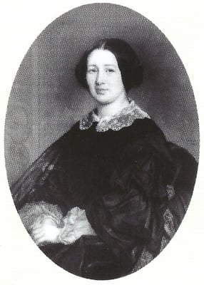 Ci dessus : Anna de Meeûs jeune fille, peinte par Portaels à 33 ans, et en supérieur des religieuses de l’Adoration perpétuelle.