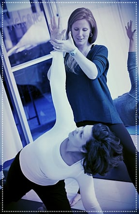 Emily Johnson Welsh with Shawna during Yoga Session