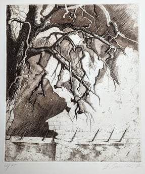 Smodics Erich Radierung Bewachter Garten