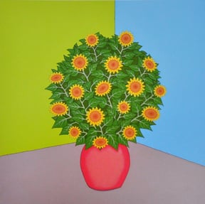 Fuchs Gerhard Stefan Grafik Blumenvase Sonnenblumen